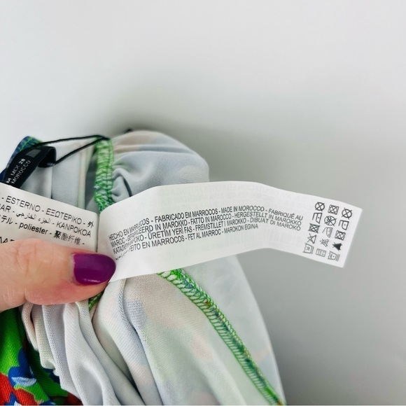 NWT Zara Floral Print One Shoulder Asymmetric Ruched Bodysuit Size M - Picture 8 of 8